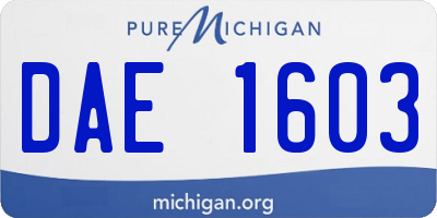 MI license plate DAE1603