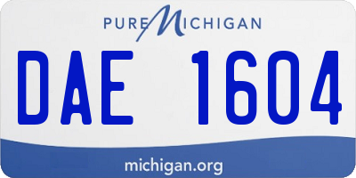 MI license plate DAE1604