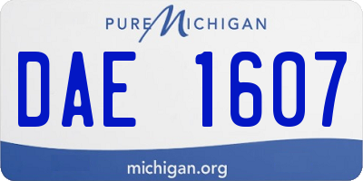 MI license plate DAE1607