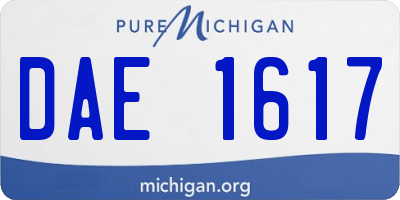 MI license plate DAE1617