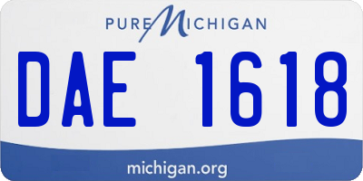 MI license plate DAE1618