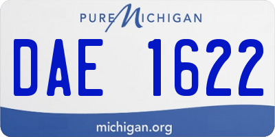 MI license plate DAE1622