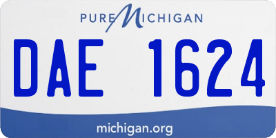 MI license plate DAE1624