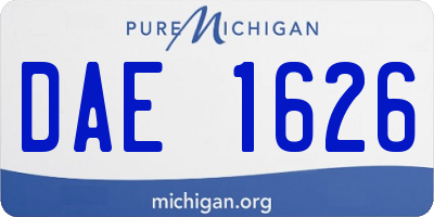 MI license plate DAE1626