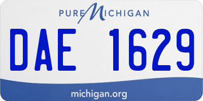 MI license plate DAE1629