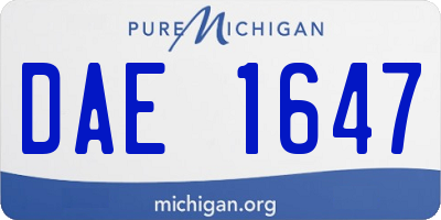 MI license plate DAE1647