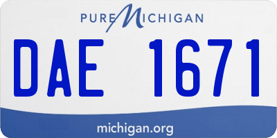 MI license plate DAE1671