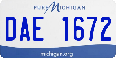 MI license plate DAE1672