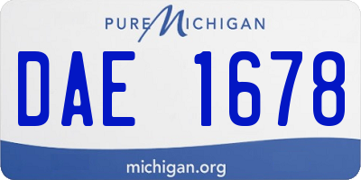 MI license plate DAE1678