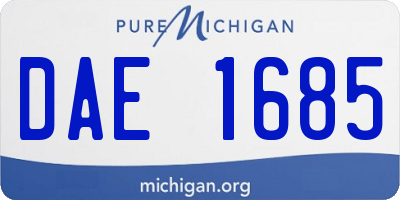 MI license plate DAE1685
