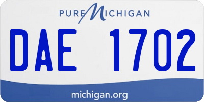 MI license plate DAE1702