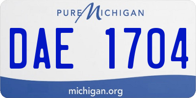 MI license plate DAE1704