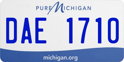 MI license plate DAE1710