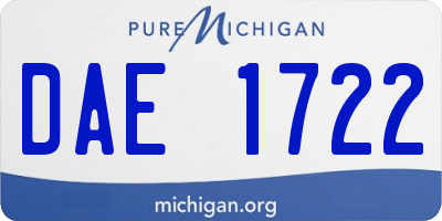 MI license plate DAE1722