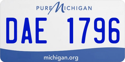 MI license plate DAE1796