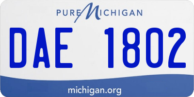 MI license plate DAE1802