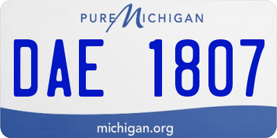 MI license plate DAE1807