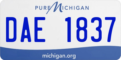 MI license plate DAE1837
