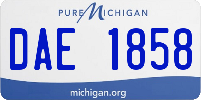 MI license plate DAE1858