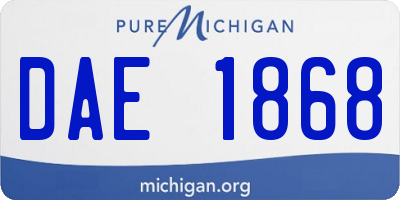 MI license plate DAE1868