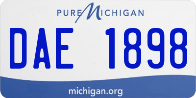MI license plate DAE1898