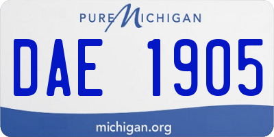 MI license plate DAE1905