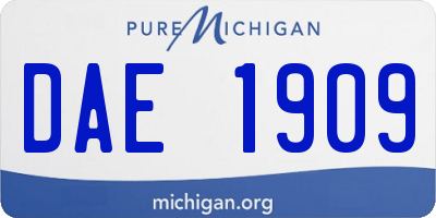 MI license plate DAE1909