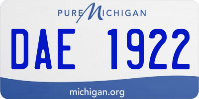 MI license plate DAE1922
