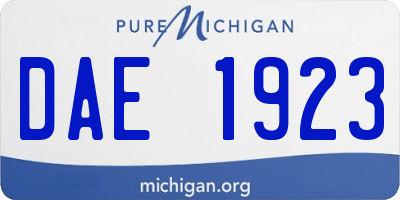 MI license plate DAE1923