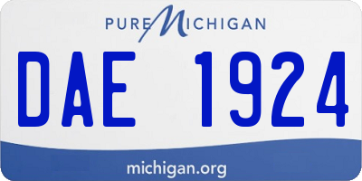 MI license plate DAE1924