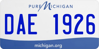 MI license plate DAE1926