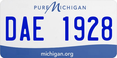 MI license plate DAE1928