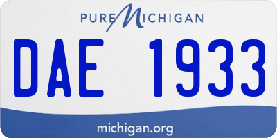 MI license plate DAE1933
