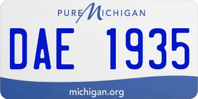 MI license plate DAE1935