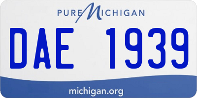 MI license plate DAE1939