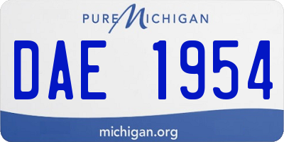 MI license plate DAE1954
