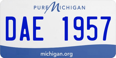 MI license plate DAE1957