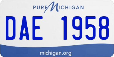 MI license plate DAE1958