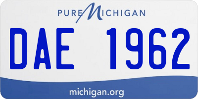 MI license plate DAE1962