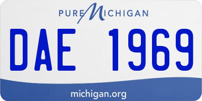 MI license plate DAE1969