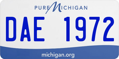 MI license plate DAE1972