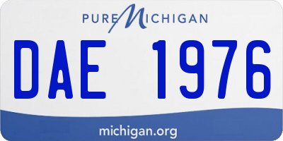 MI license plate DAE1976