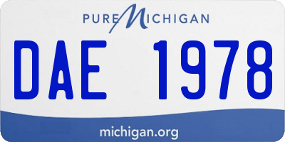 MI license plate DAE1978