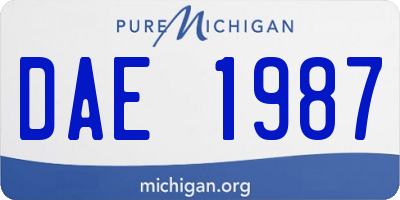 MI license plate DAE1987