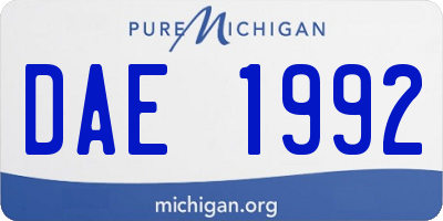 MI license plate DAE1992