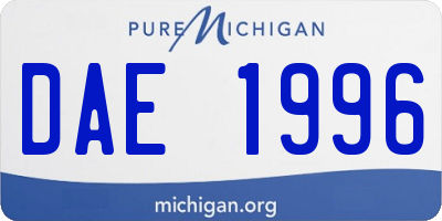 MI license plate DAE1996
