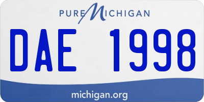 MI license plate DAE1998