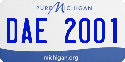 MI license plate DAE2001