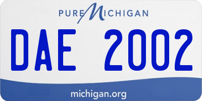 MI license plate DAE2002