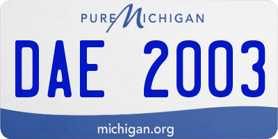 MI license plate DAE2003
